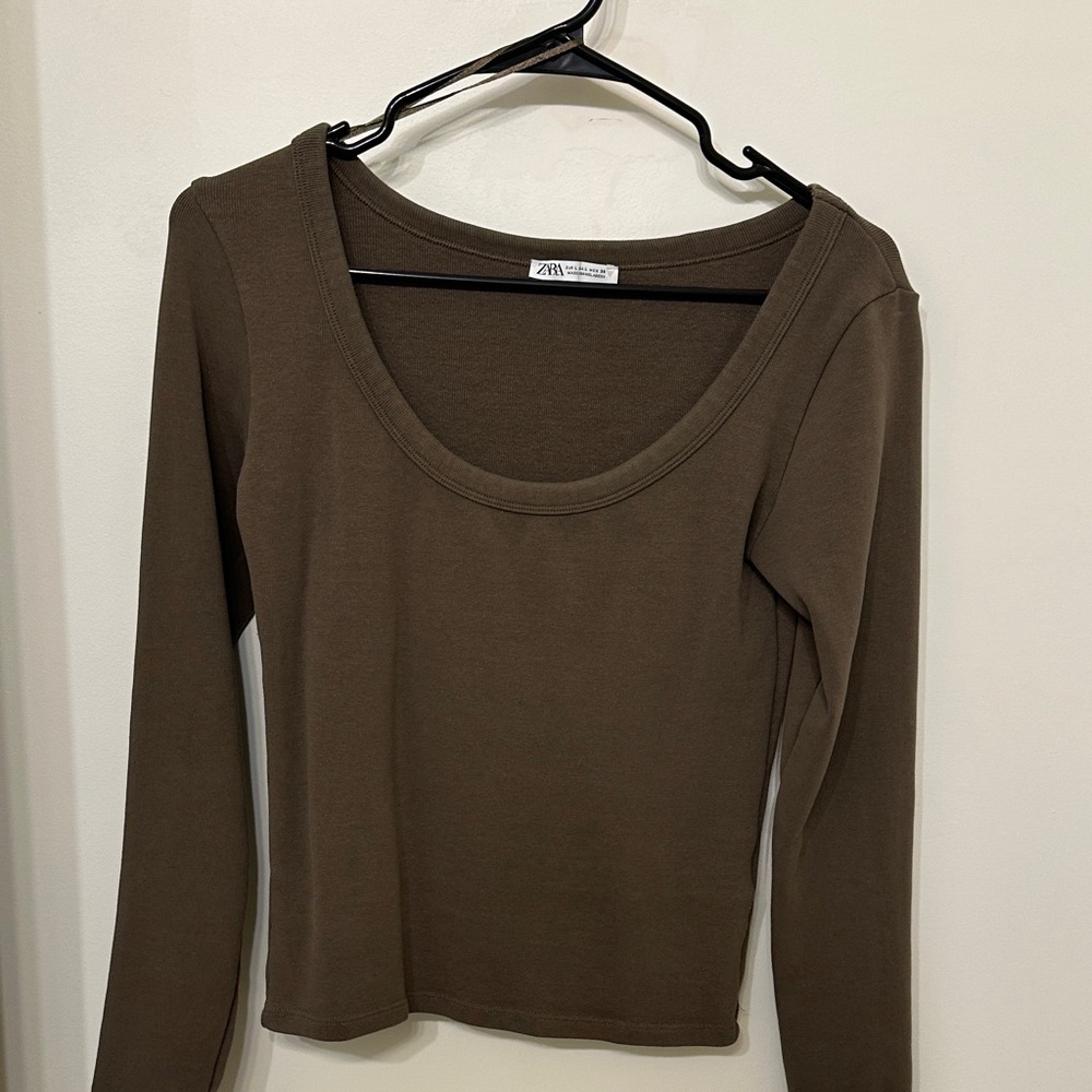 Zara Women's Chocolate Long Sleeve Tee